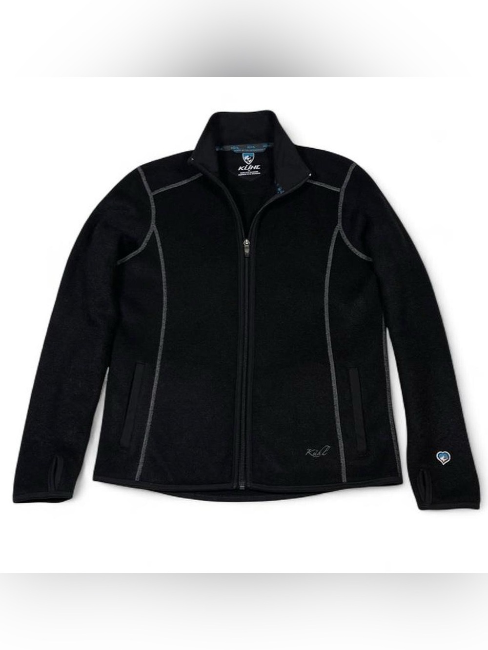NWOT Kohl Alfpaca Fleece Full-Zip Jacket Thumb Holes Women’s S Heart-shaped Logo